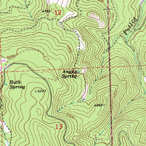 Topographic Map of Angus Spring, OR