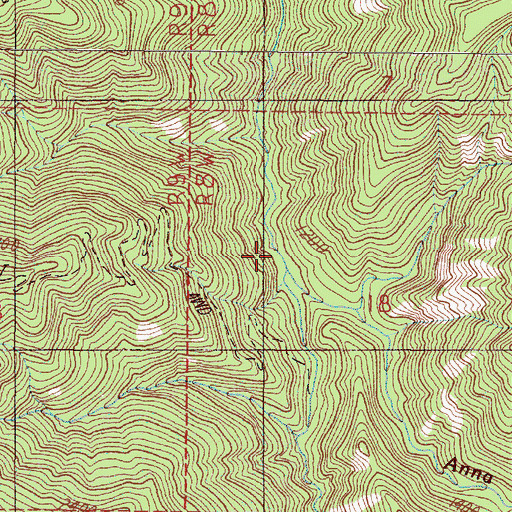 Topographic Map of Anna Creek, OR