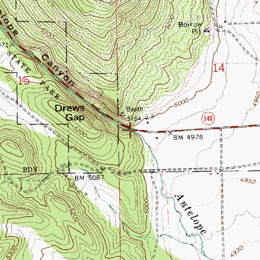 Topographic Map of Antelope Canyon, OR