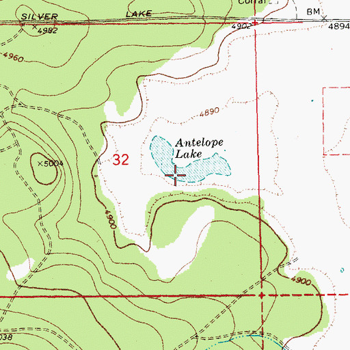 Topographic Map of Antelope Lake, OR