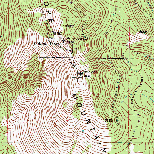 Topographic Map of Antelope Mountain, OR