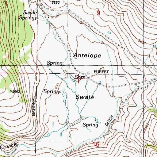 Topographic Map of Antelope Swale, OR
