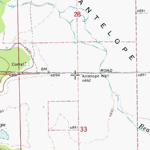 Topographic Map of Antelope Well, OR