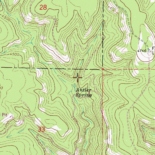 Topographic Map of Antler Spring Trail, OR