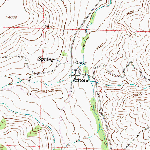 Topographic Map of Antone (historical), OR