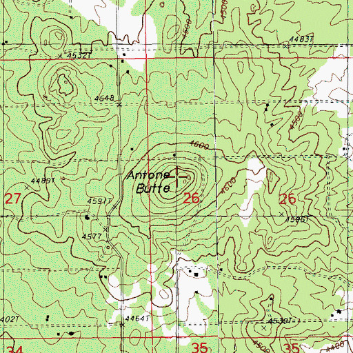 Topographic Map of Antone Butte, OR