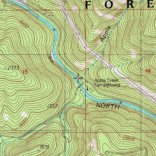 Topographic Map of Apple Creek, OR