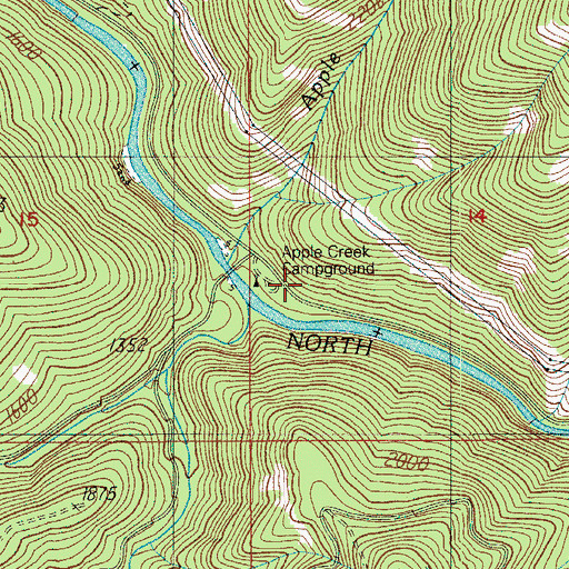 Topographic Map of Apple Creek Recreation Site, OR