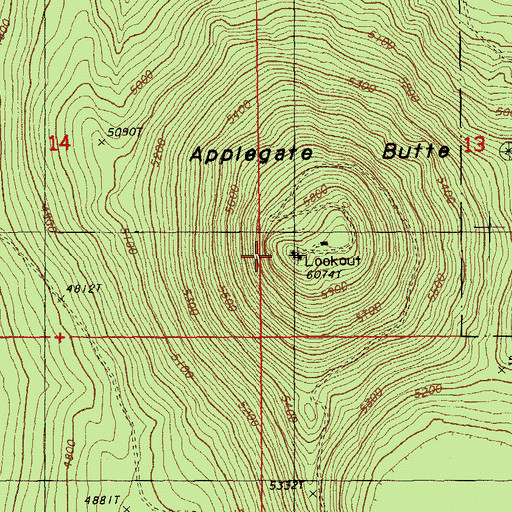 Topographic Map of Applegate Butte, OR