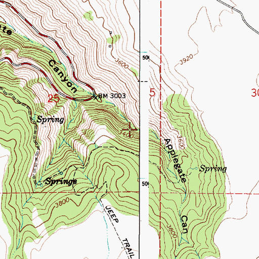 Topographic Map of Applegate Canyon, OR