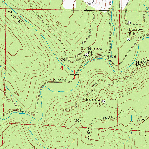Topographic Map of Applegate Creek, OR
