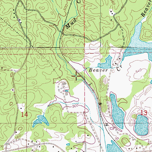 Topographic Map of Beaver Creek, AL