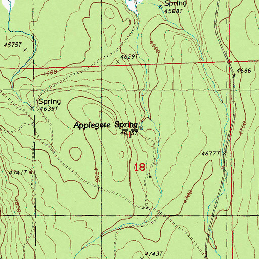 Topographic Map of Applegate Spring, OR