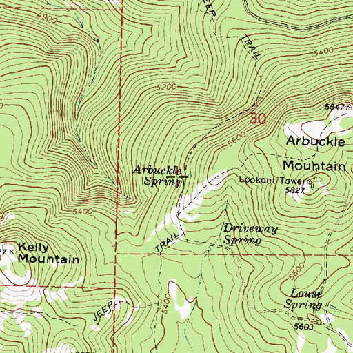 Topographic Map of Arbuckle Spring, OR