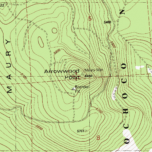 Topographic Map of Arrowwood Point, OR