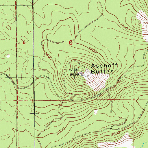 Topographic Map of Aschoff Buttes, OR