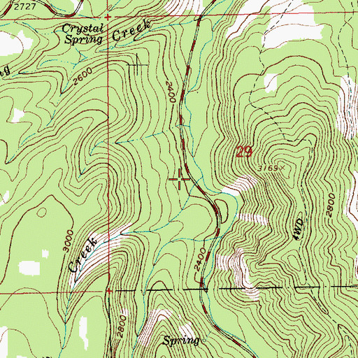 Topographic Map of Ash Creek, OR
