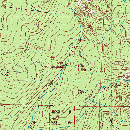 Topographic Map of Ash Homestead, OR