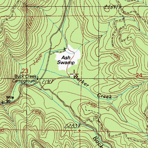 Topographic Map of Ash Swamp, OR