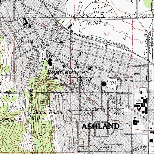 Topographic Map of Ashland, OR