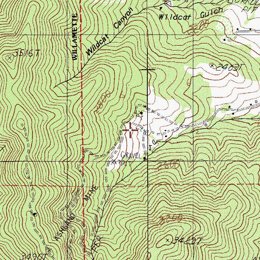 Topographic Map of Ashland Mine, OR