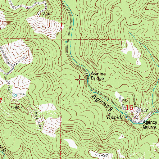 Topographic Map of Asinine Bridge, OR