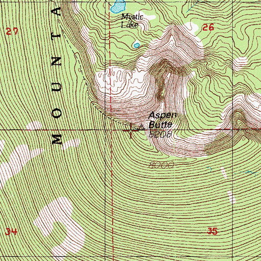 Topographic Map of Aspen Butte, OR