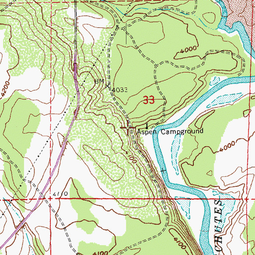 Topographic Map of Aspen Recreation Site, OR