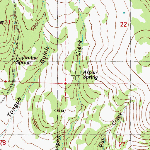 Topographic Map of Aspen Spring, OR