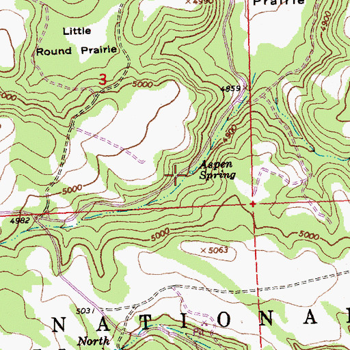 Topographic Map of Aspen Spring, OR