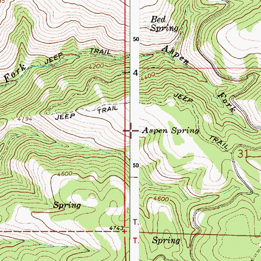 Topographic Map of Aspen Spring, OR