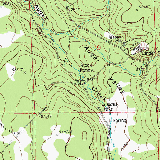Topographic Map of Auger Valley, OR