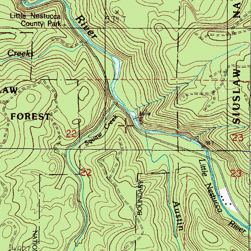 Topographic Map of Austin Creek, OR