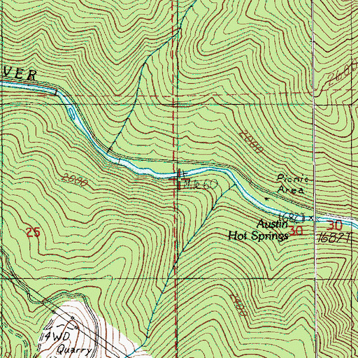 Topographic Map of Austin Hot Springs, OR