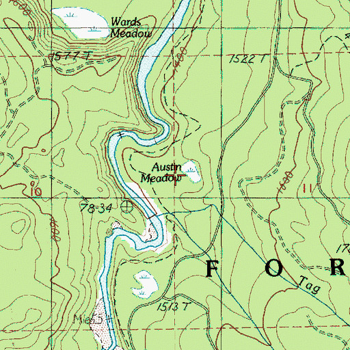 Topographic Map of Austin Meadow, OR