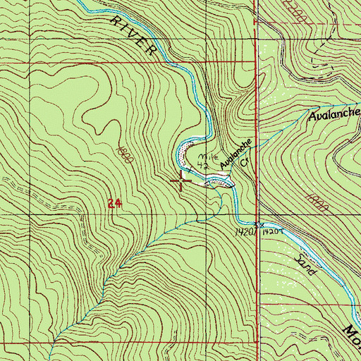 Topographic Map of Avalanche Creek, OR