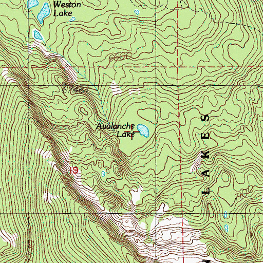 Topographic Map of Avalanche Lake, OR