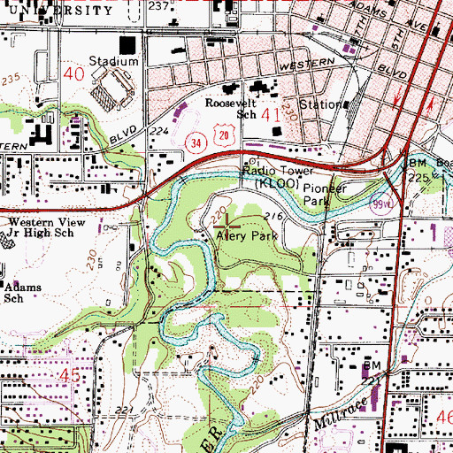Topographic Map of Avery City Park, OR