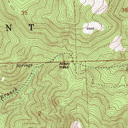Topographic Map of Avery Pass, OR