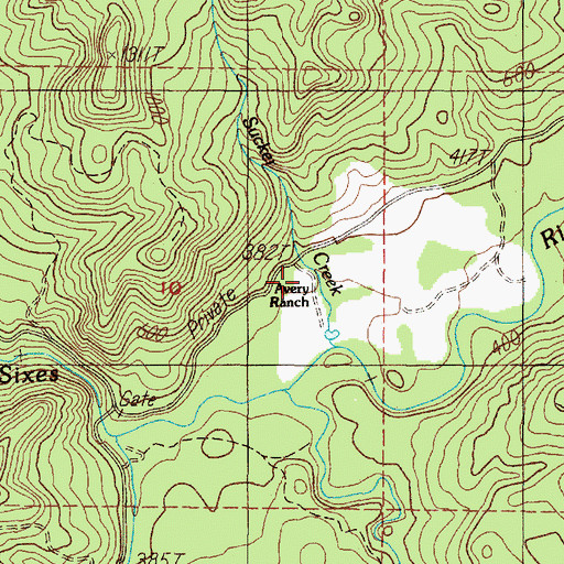 Topographic Map of Avery Ranch, OR