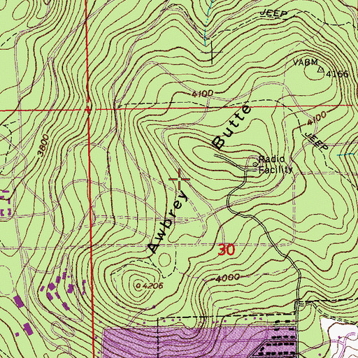 Topographic Map of Awbrey Butte, OR