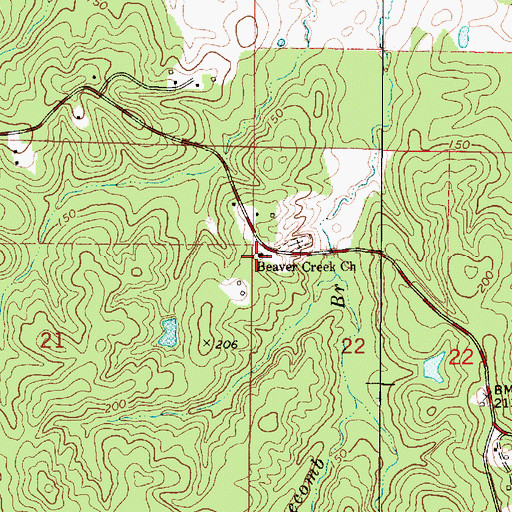 Topographic Map of Beaver Creek Church, AL