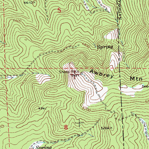 Topographic Map of Awbrey Mountain, OR