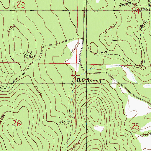 Topographic Map of B S Spring, OR