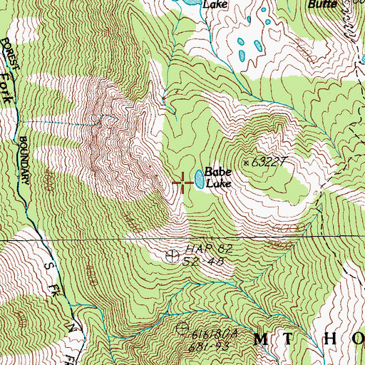 Topographic Map of Babe Lake, OR