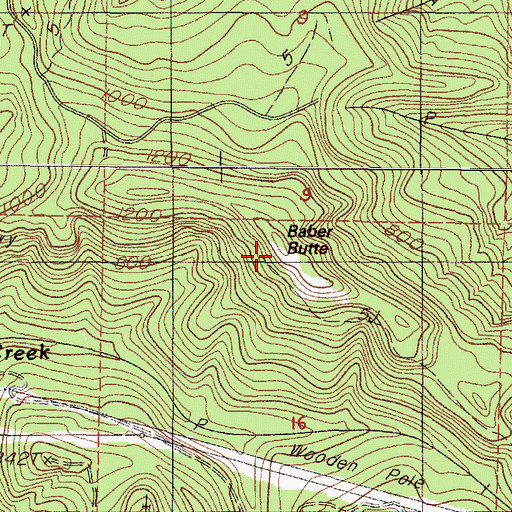 Topographic Map of Baber Lookout, OR