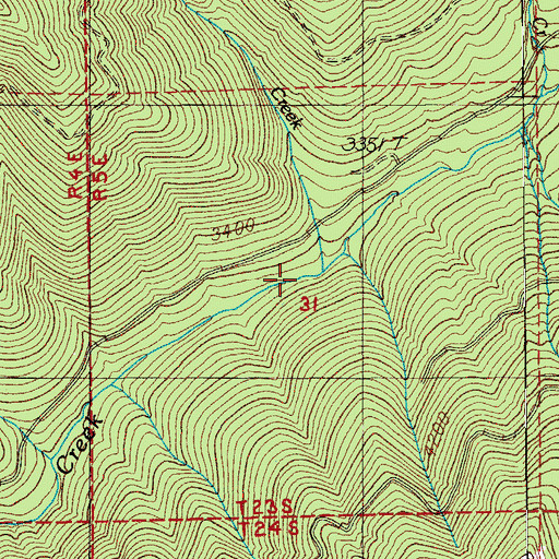 Topographic Map of Baboon Creek, OR