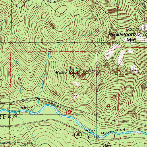 Topographic Map of Baby Rock, OR