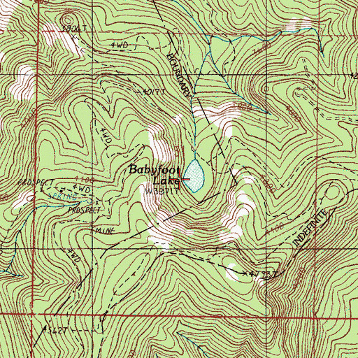 Topographic Map of Babyfoot Lake, OR
