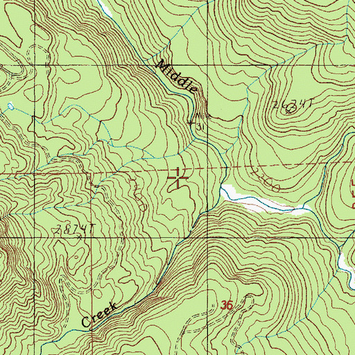 Topographic Map of Bachelor Creek, OR
